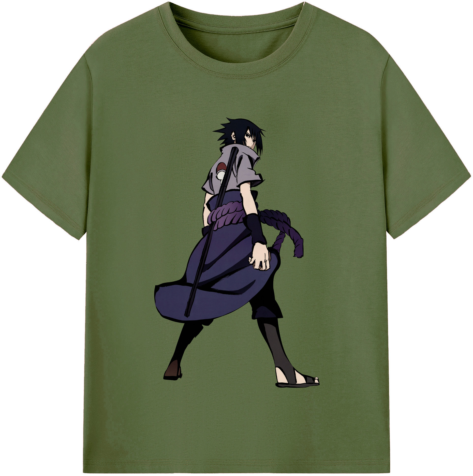 （画像用） NARUTO -ナルト- うちは サスケ Uchiha Sasuke 綿100％半袖Tシャツ（フロントプリント）